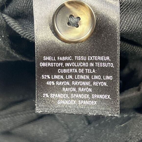 Anthropologie Pants Women 2 Black Linen Blend Belted Three Button Front Wide Leg - Picture 6 of 8